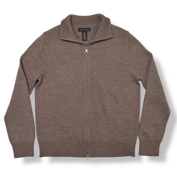 BANANA REPUBLIC Brown Extra Fine Merino Wool Full Zipper Cardigan